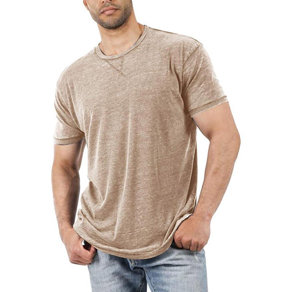 Men's Short Sleeve T-Shirts Casual Blouse Round Neck Tee Shirt Summer Soft Tops