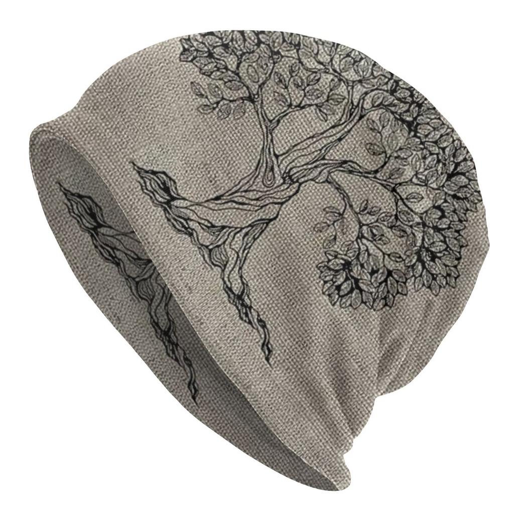 Custom Winter Warm Bonnet Homme Knit Hats Tree Of Life With Triquetra On Futhark Beanie Cap Vikings Beanies Caps Unisex WoUnisex