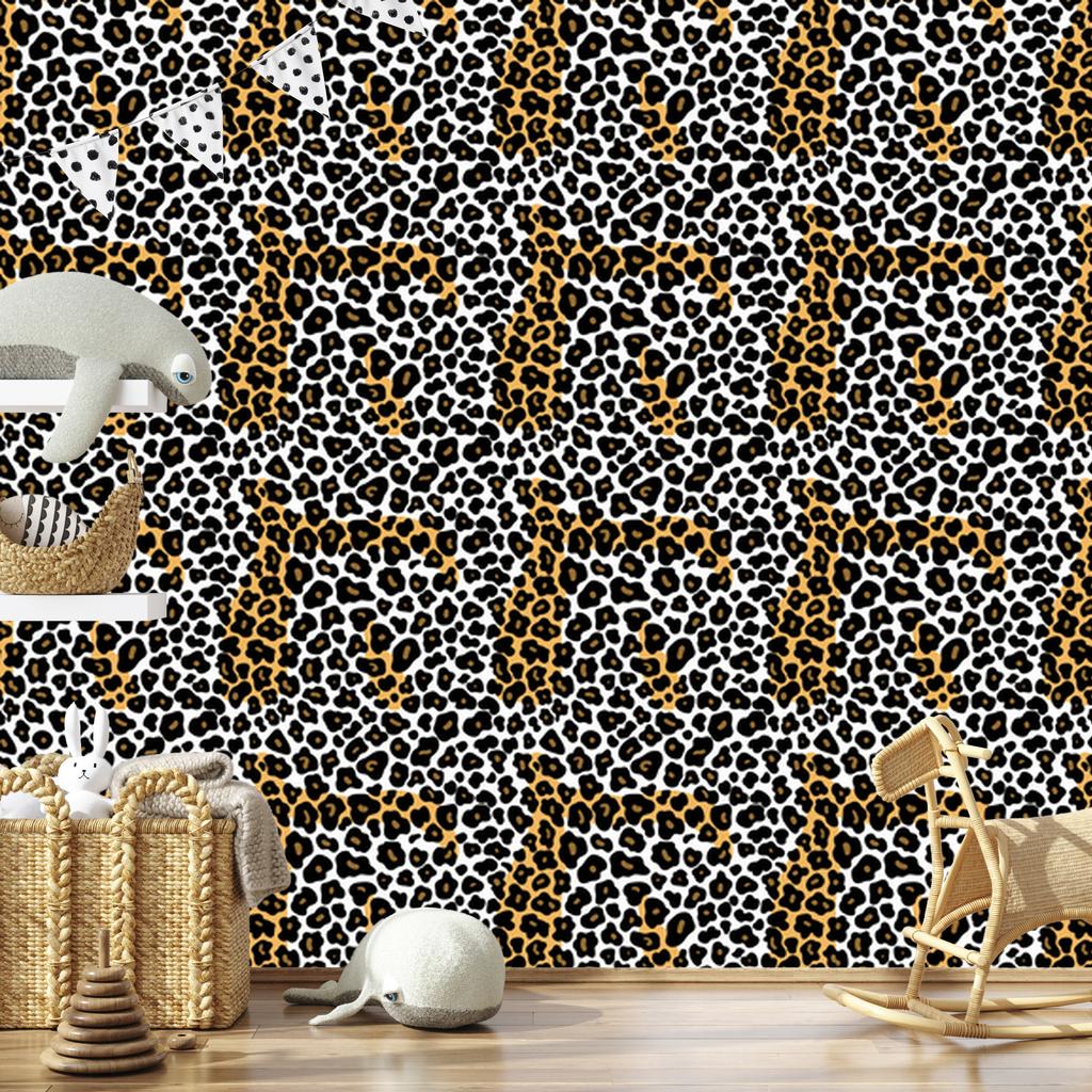 Animal Skin Wallpaper Gray and Ochre for Living Room and Bedroom 50x1000