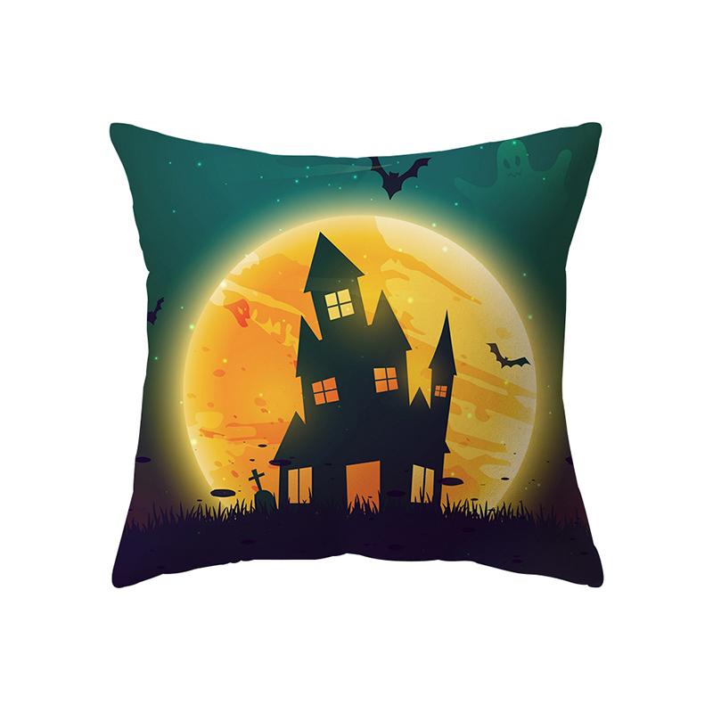 Scary Halloween Theme Pumpkin Bat Black Cat Print Pattern Cushion Cover Home Decor Sofa Decor Throw Pillow Cover