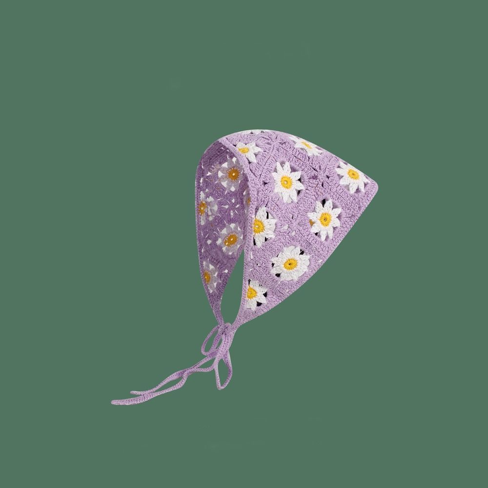 

Cute Little Daisy Hollow Creative Headscarf Hat Headband Towel Triangle Scarf Triangle Headband фиолетовый