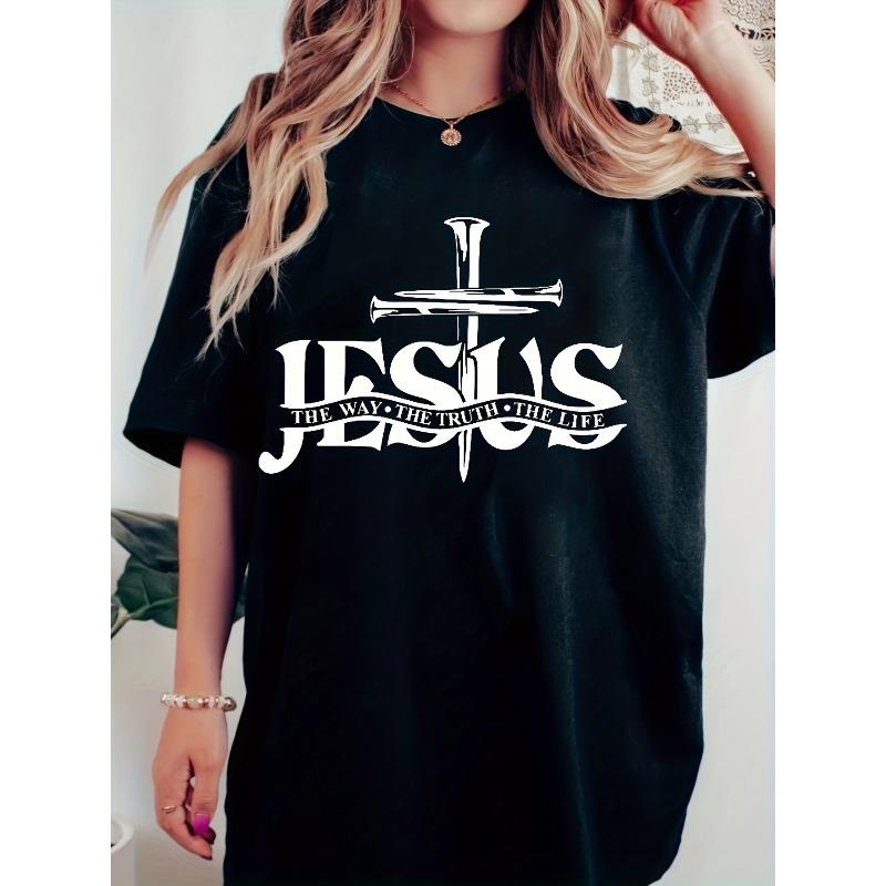 

Jesus Gift T Shirt, Religious T Shirt, Religious Gift T Shirt, Christian Gift, Jesus The Way The Truth The Life T Shirt, M чорний
