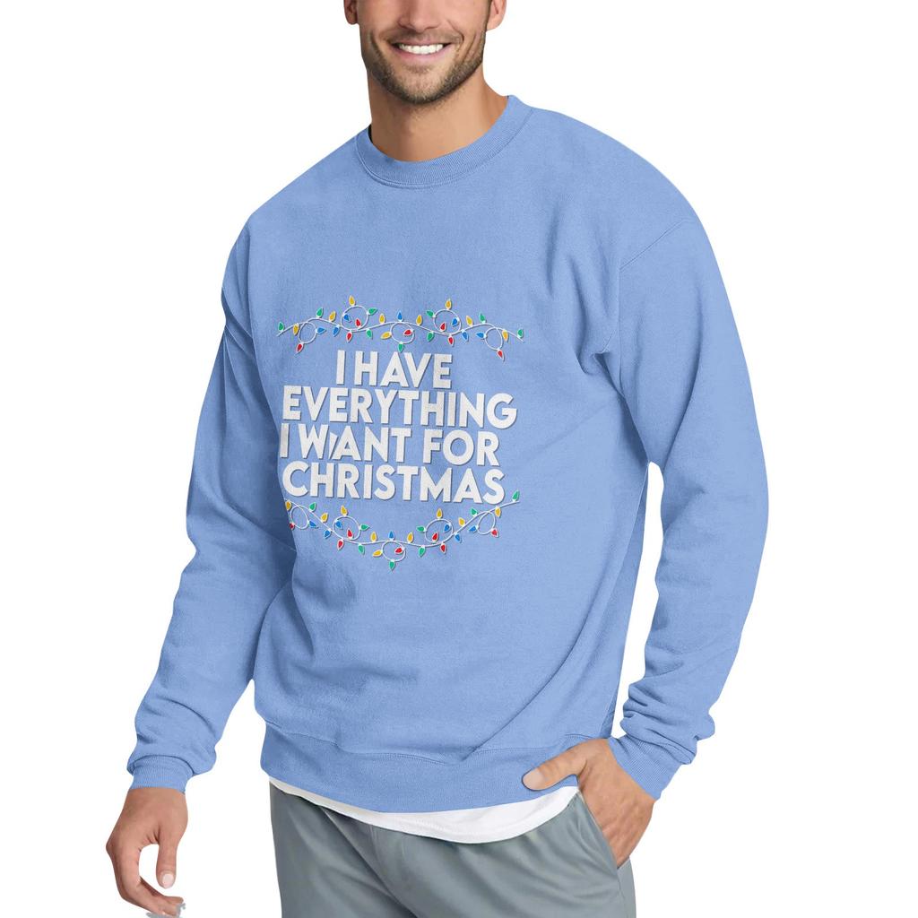 Christmas Print Loose Fit Round Neck Sweatshirt For Men