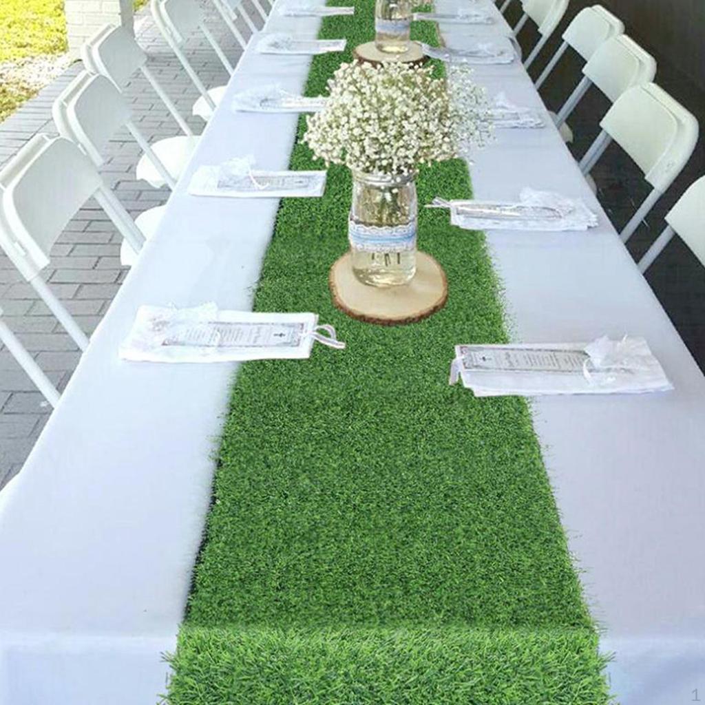 Artificial Grass Table Runner Decorative Green Realistic for Holiday, Party, Indoor, Outdoor,