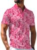 Men's Polo Shirt with All-Over Powder Gradient Blooming Rose Dense Floral Print, Smooth Top for Dates, Beach, and Vacation
