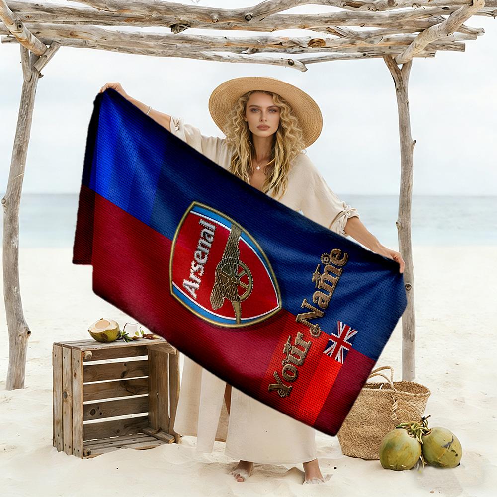 Arsenal F.c. Personalized Name Beach Towel Soft Durable Quick-Dry