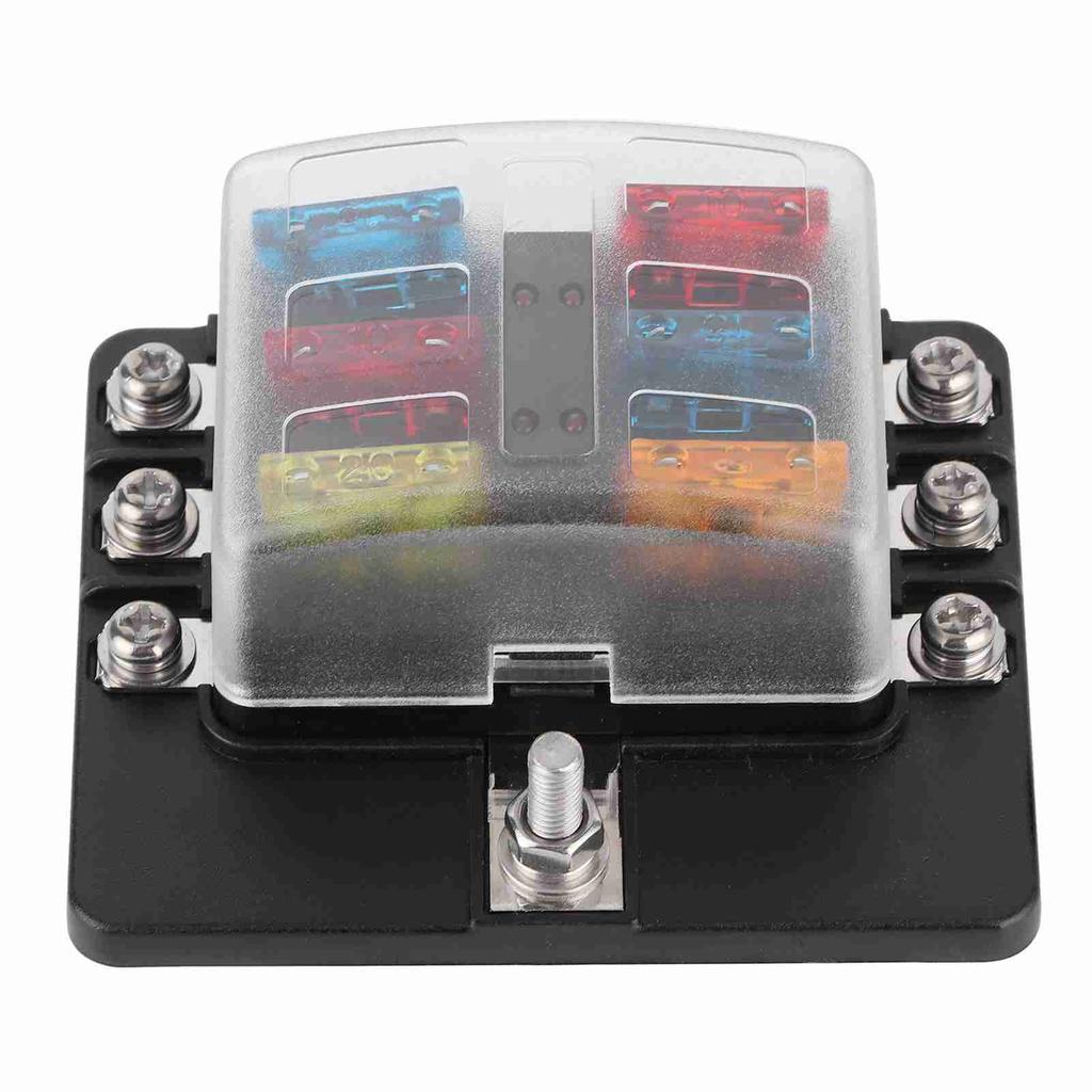 Fuse Holder PBT Box 6 Way Block Board with LED Indicator for Car Marine Boat Yatch