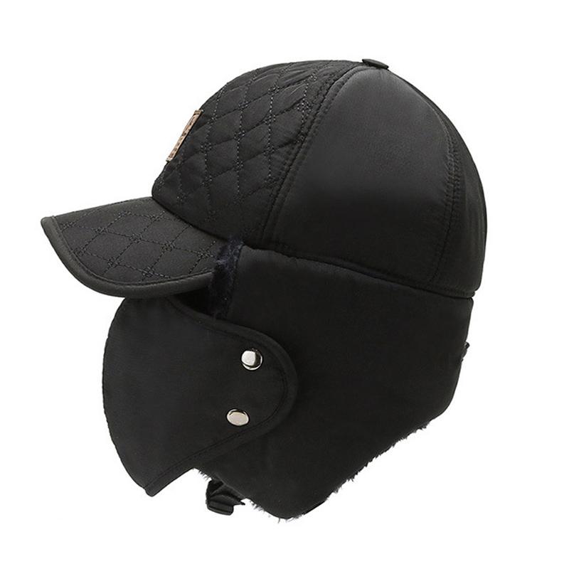 Lingge Bomber Hat Autumn Winter Men's Outdoor Cycling Cold-Proof Warm Fleece Ear Mask Hat Thick Cotton Hat