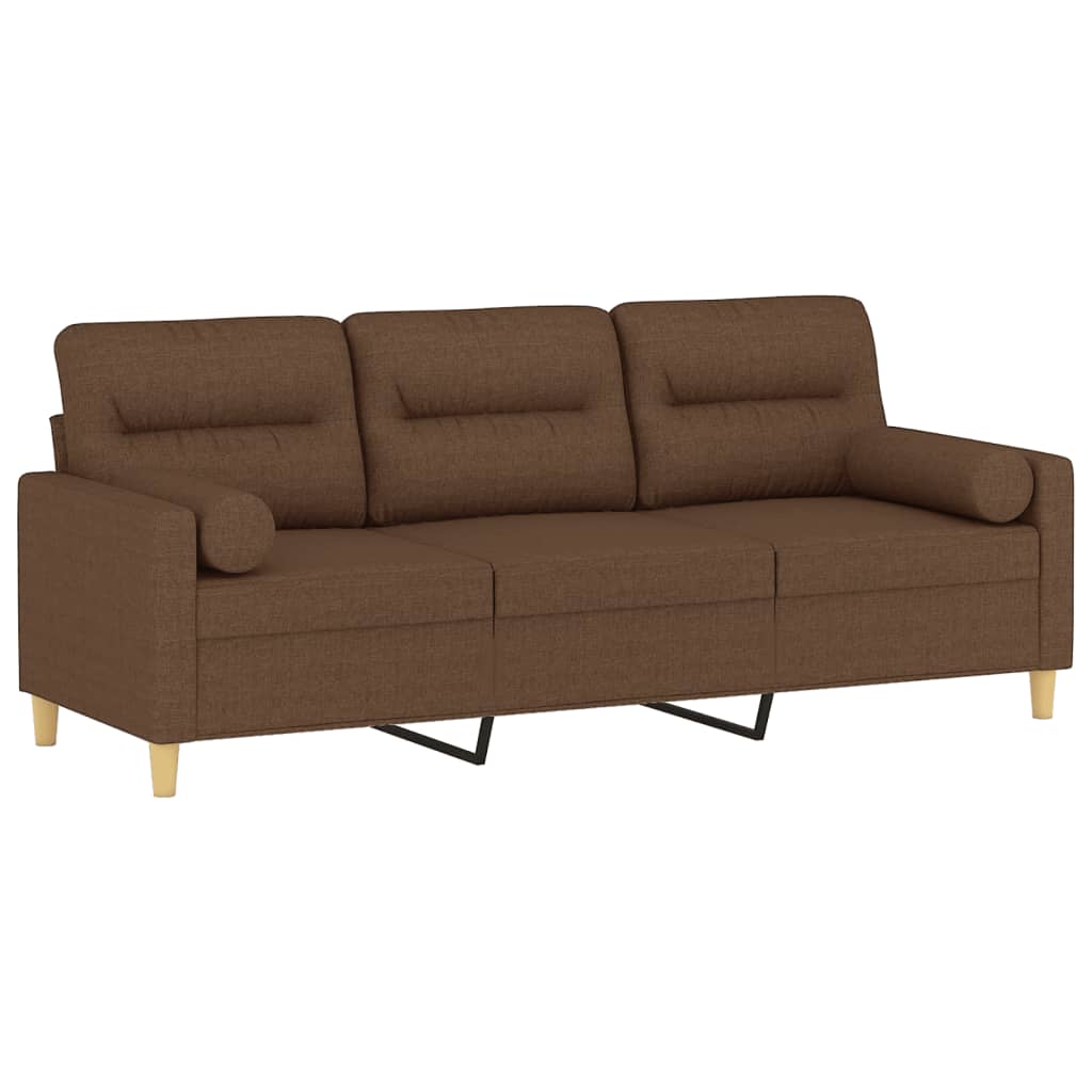 Vidaxl 3-Osobowa Sofa Z Poduszkami, Brązowa, 180 Cm, Tkanina