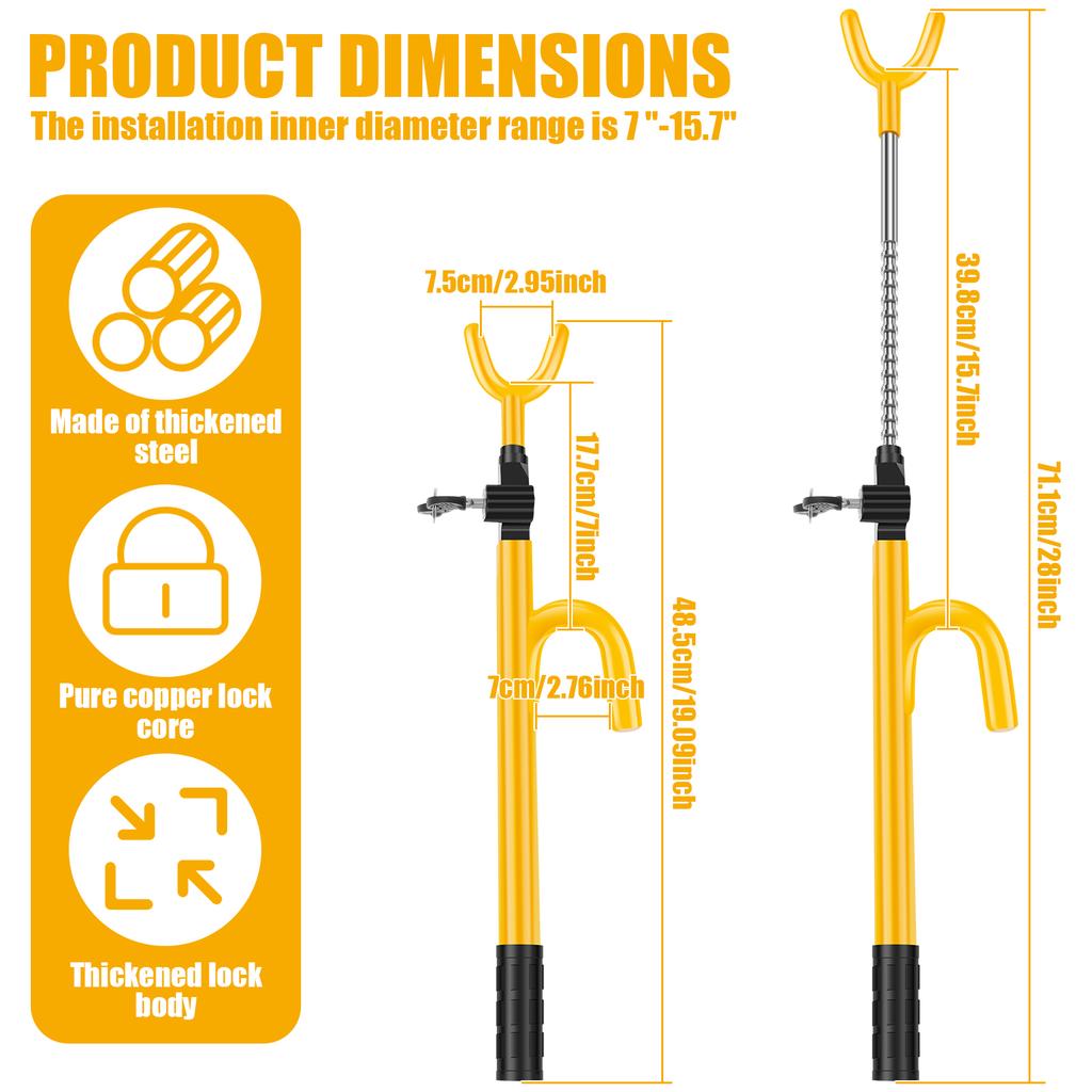 Vehicle Steering Wheel Lock Car Anti Theft Security Lock with Adjustable Length Universal Fit for Cars SUVs Motorhomes Carava