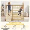 6 in 1 Kids Climbing Frame with Slide, Monkey Bars, Gymnastics Rings, Ladder, Climbing Net, for 3-6 Years, Natural Tone