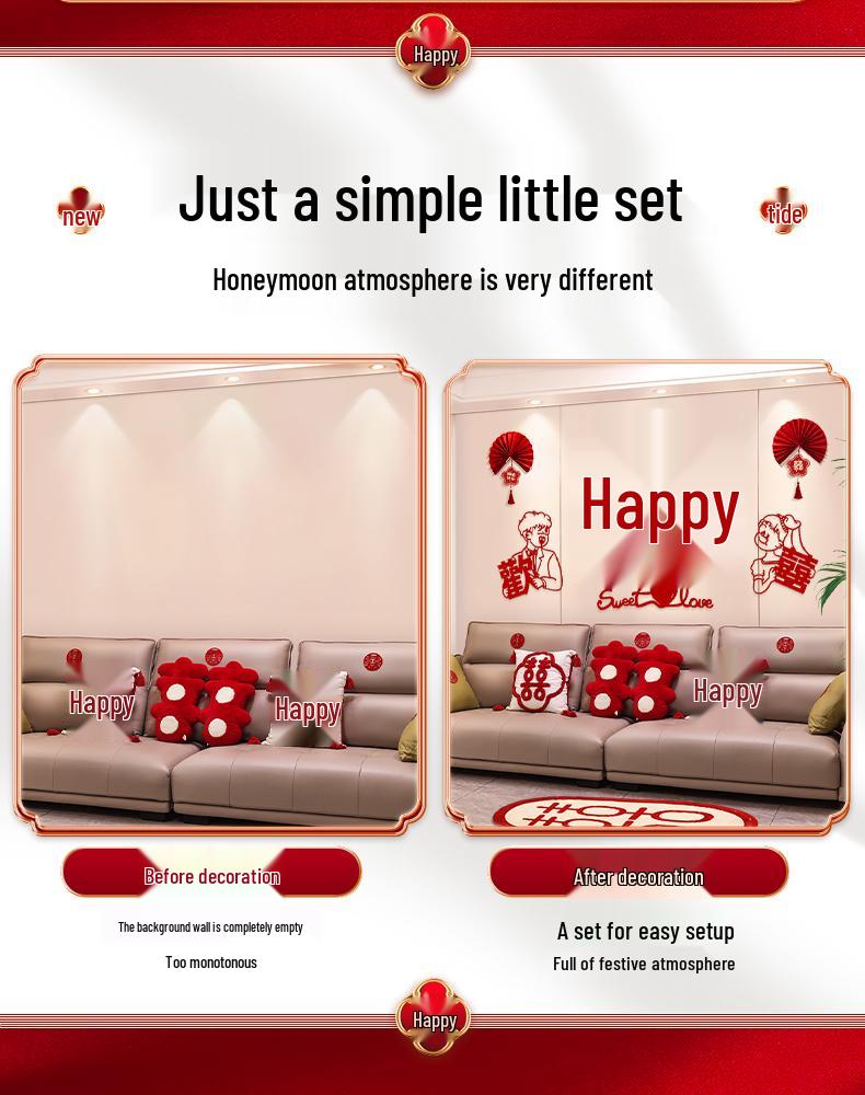 Wedding Ceremony Room Décor Set: Bridal & Groom's Room, Living Room Sofa & Background Wall Decorations
