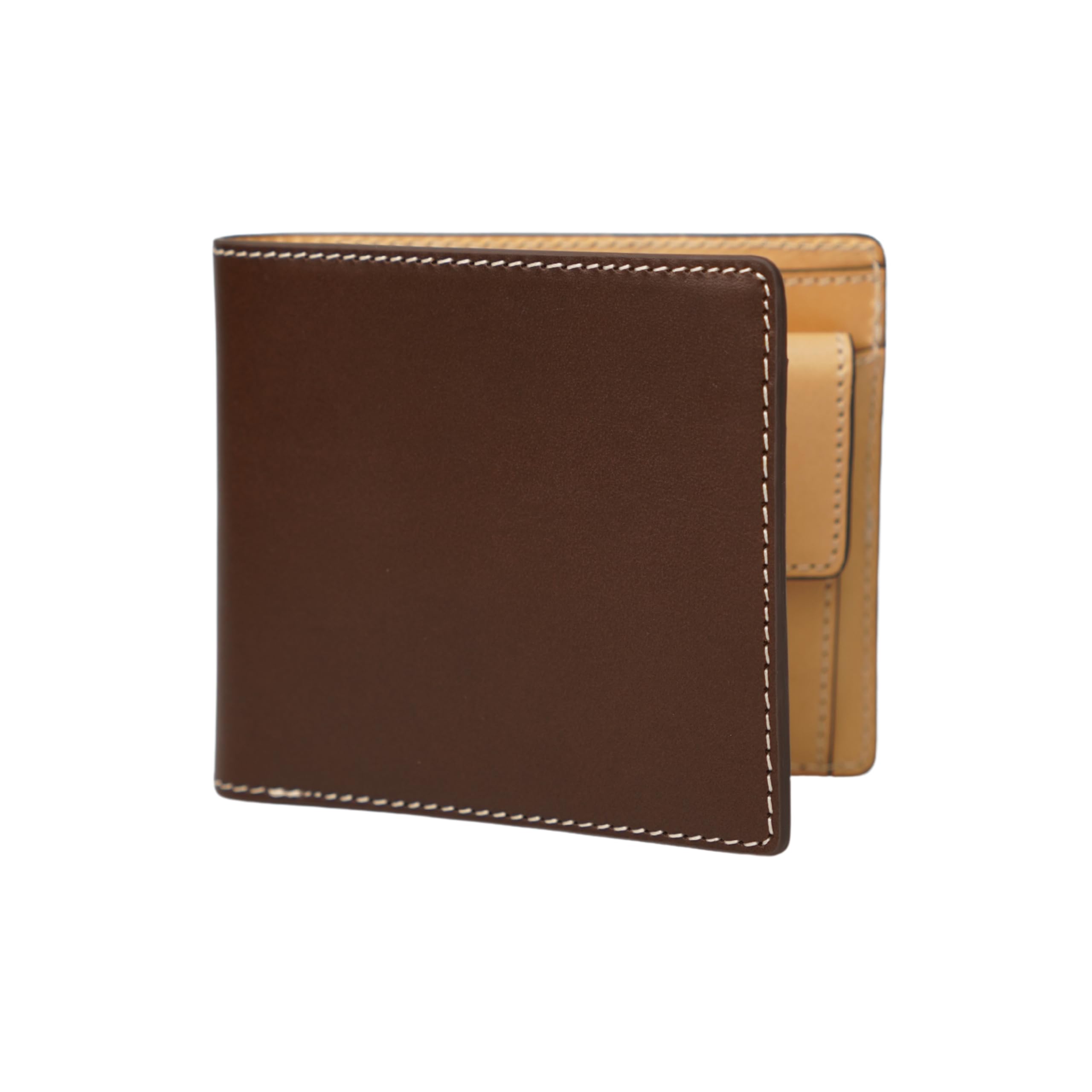 

MASSENI Men s Premium Italian Leather Bifold Wallet with Coin Pocket, Tan, Genuine Leather, Lightweight, Holds 4 Cards (Dark Brown)