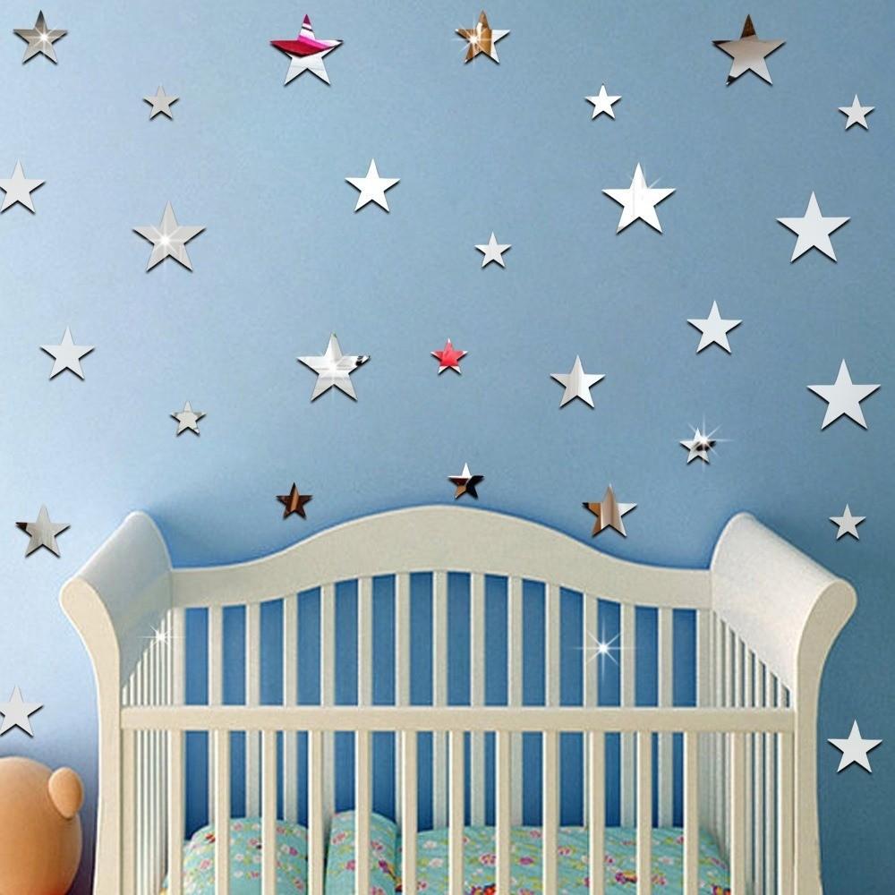 20 sztuk Lustrzane Gwiazdy Naklejki Ścienne Akrylowe Akrylowe Gwiazdy Dekoracja Salonu
