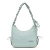 Niche design drawstring pleated bag solid color light and cute versatile shoulder bag