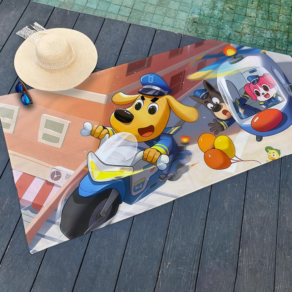 Cartoon S-Safety S-Sheriff L-Labrador Towel Towels For Beaches Yoga Studios Gyms Hot Springs Swimming Pools And Picnics
