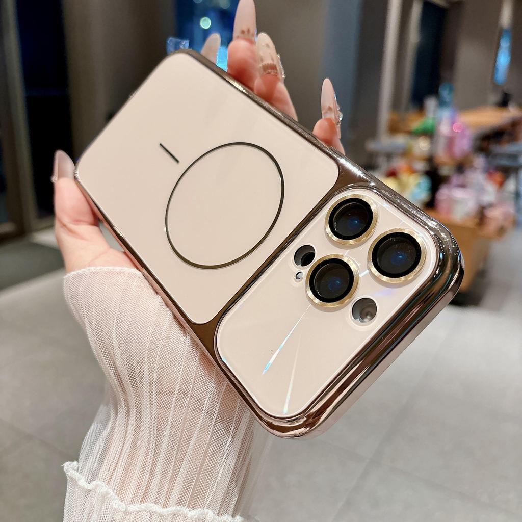 Electroplated Magnetic Thin Ring Case for iPhone 16 Pro Max with Lens Protective Film
