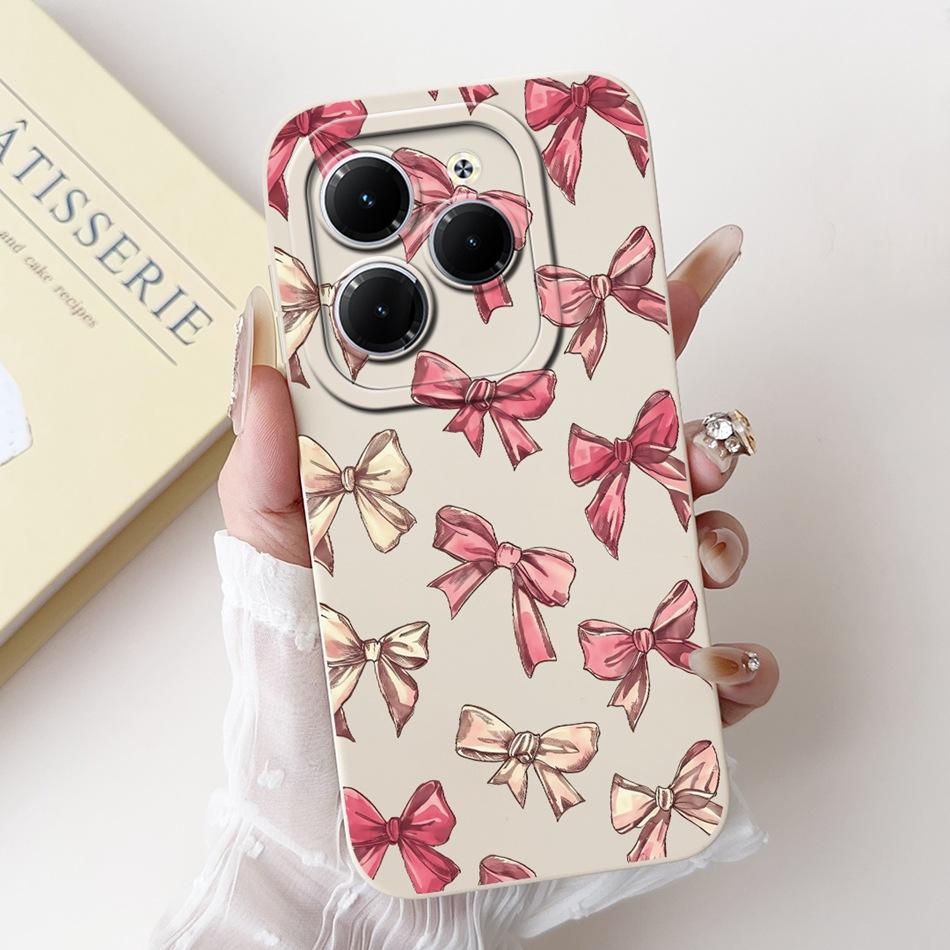 For Infinix Hot 40 40i 40Pro Beautiful Bow Rose Painting Phone Case For Infinix Hot40 40 Pro 40i Soft Silicone Shockproof Cases