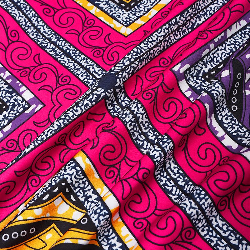 Rochii largi imprimate cu mâneci lungi, cu gât rotund, mărimi Plus