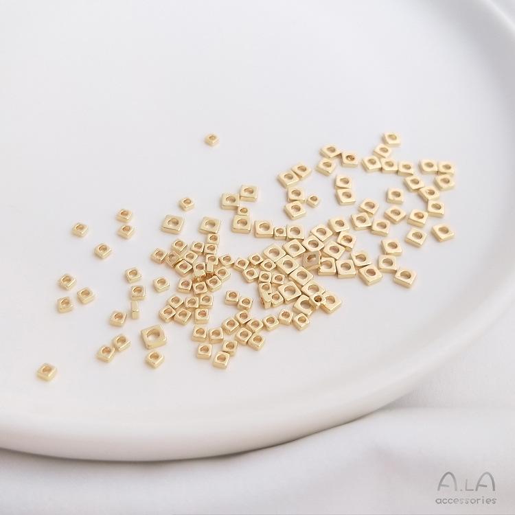 14K Gold Filled Color-Retaining Square Flat Beading Spacers for DIY Jewelry Bracelet Necklace Accessories