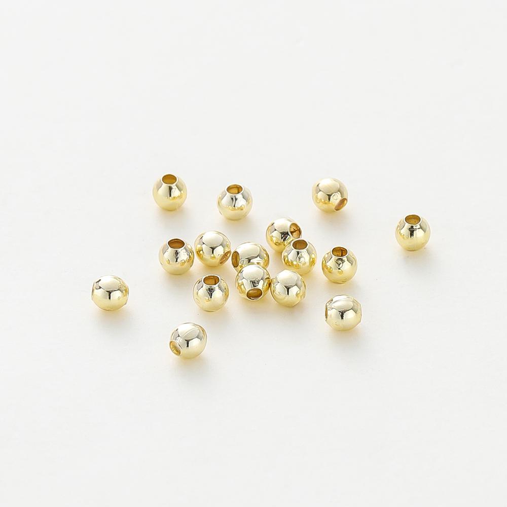 30-100Pcs 14K/18K Gold Color Plated Brass 2/2.5/3/4/5/6mm Spacer Beads for Jewelry Making Beads Accessories Findings Wholesale