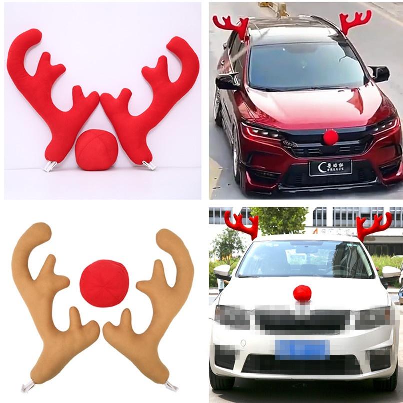 Festive Christmas Car Roof Decoration With Unique Deer Antlers Pvc And Cloth Material