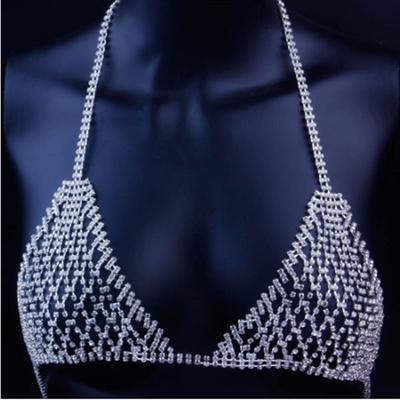 Elegent Stonefans Sexy Body Accessories Mesh Rhinestone Body Chain Bra and Thong Set for Women Crystal Body Jewelry Underwear Panties