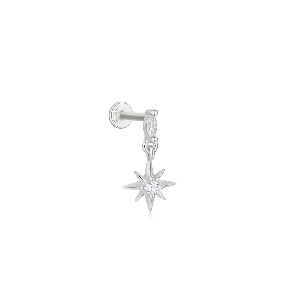 CANNER 1PZ Occhio di Cavallo Testa Piatta Filettato Perforazione Osso Auricolare Donna Argento 925 Ins Stella Fiore Geometria Zircone Orecchino a Lobo