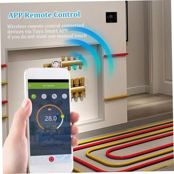 Thermostat WiFi programmable hebdomadaire 16A pour plancher chauffant - tactile, app Smart Life, Alexa/Home (noir)
