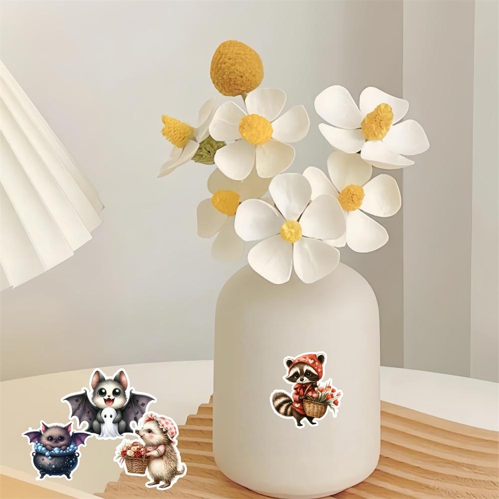 17pcs Anime Watercolor Cute Cartoon Halloween Bat Paper Stickers, for Luggage, Notebook,Diary, Album Decoration, DIY Stationery