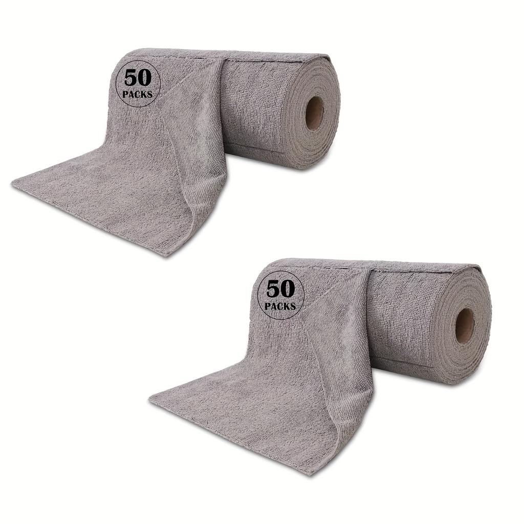 High Quality100pcs Reusable Cleaning Cloths Microfiber Towel Washable Tear Away Cleaning Towels Roll 12× 12 Absorbent Rags Drying Dishcloths For