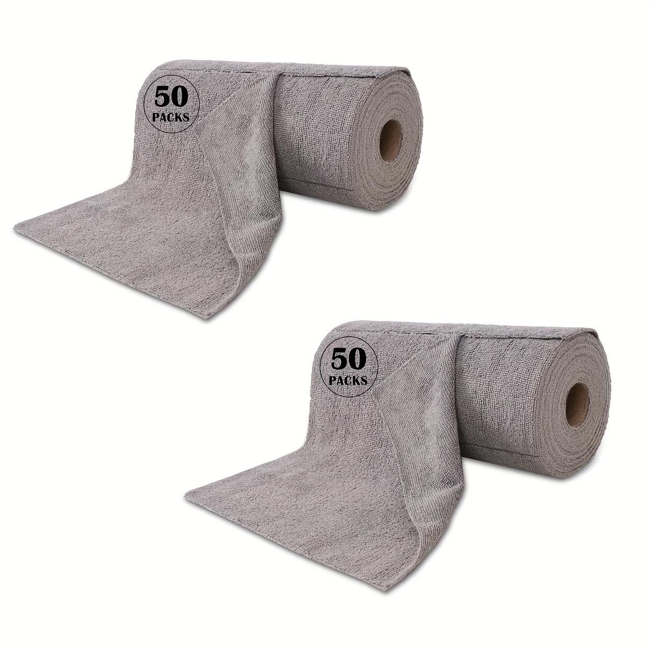 

high quality50 Pack Washable Reusable Cleaning Cloths Microfiber Towel Tear Away Cleaning Towels Roll 12×12 Absorbent Rags Drying Dishcloths For 100(50X2) сірий