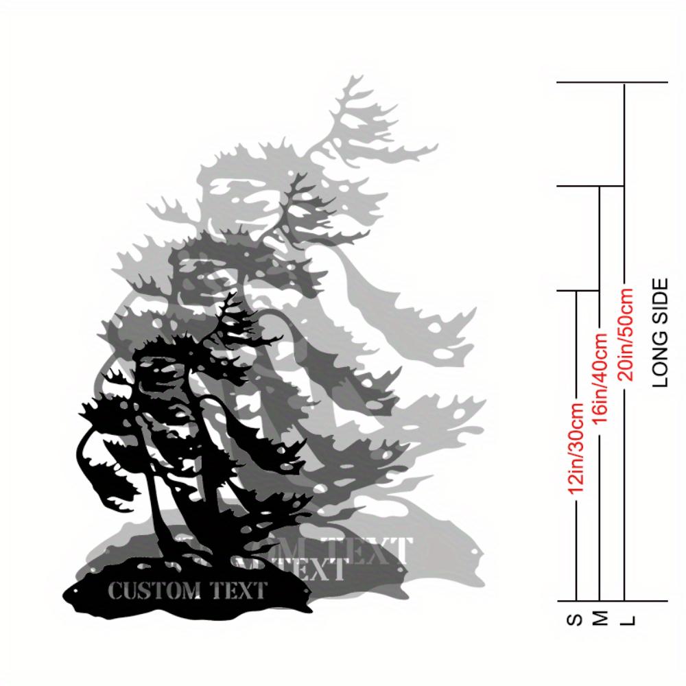Metal Sign Whispering Pine Wall Art Indoor Outdoor Botanical Decor Modern Natural 30cm