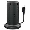 ELECOM Power Tap Tower Type Extension Cord 12 Ports & USB X 5 Ports with Fixing Parts Lightning Guard Dust Shutter 2m Black ECT-0720BK