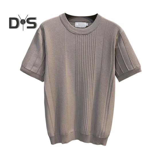 Letní spodní tričko Pletené Pruhované Krátký rukáv Pružné Jednobarevné Kulatý výstřih Denní top Pulovr Cvičební Gym tričko