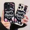 JT339 Merry Christmas Greeting With Shiny Pink Glittering for iPhone 17 16 15 Pro Max Samsung S26 S25 Ultra A17 A07 A56 Xiaomi 15T Redmi 15c Soft Case