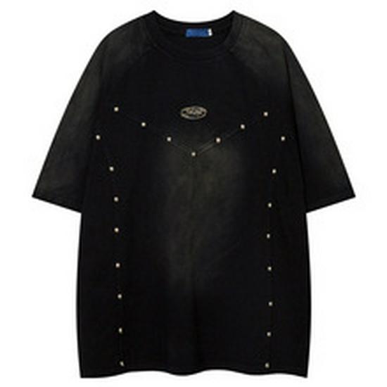 European & American Street Style Rivet Design Unisex Oversized T-Shirt
