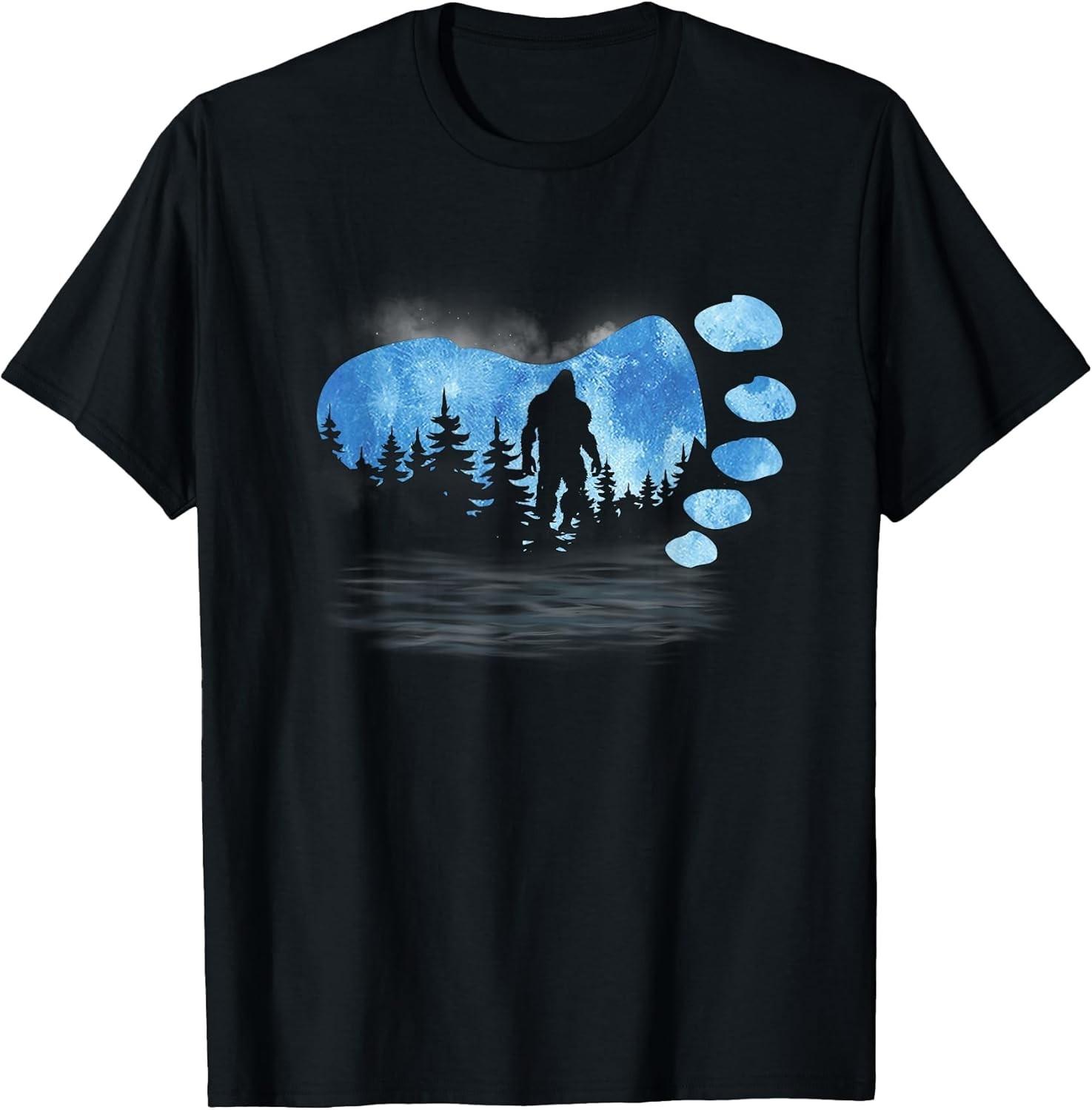 BEST! Bigfoot Sasquatch Full Moon In The Forest Men Women Tee Size S-3XL S