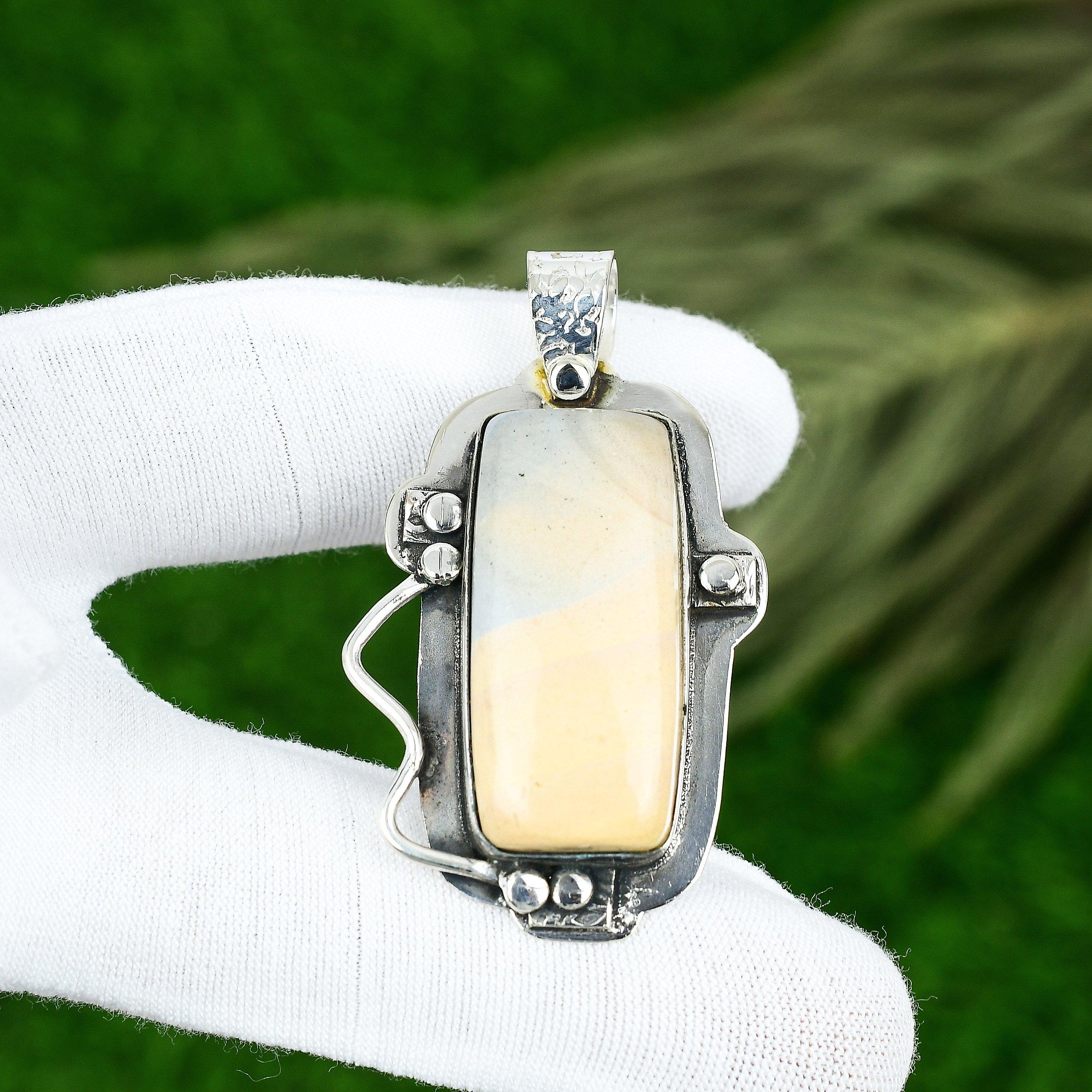 Natural Porcelain Jasper Gemstone Pendant 925 Sterling Silver Jewelry For Girls