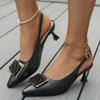 Fashion 2025 Summer New Fashion Simple French Pointed Dress Party Shoes Back Strap Buckle Thick Heel Sandals Women