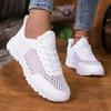 [Breathable Sneakers] Breathable Mesh Women's White Casual Sneakers | Summer Low-Top Lace-Up Shoes with EVA Cushioned Sole