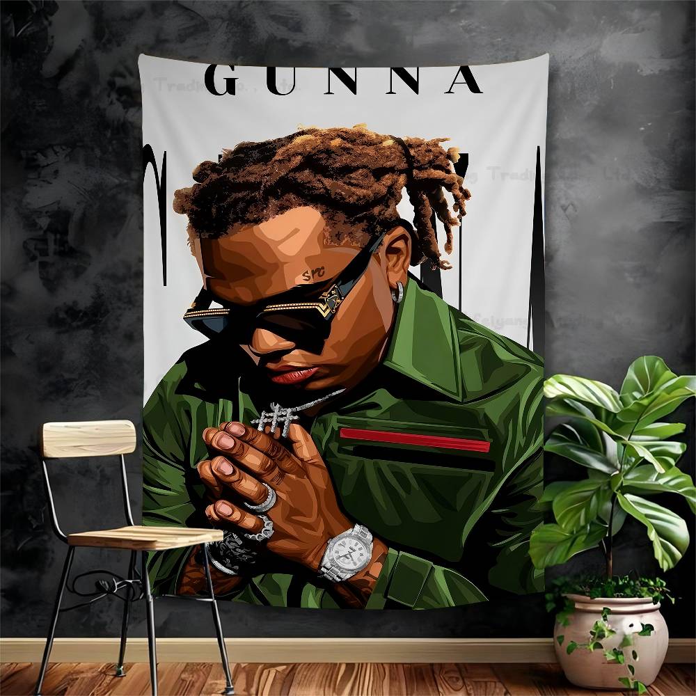

HipHop Rapper Gunna Latest Pop Album Music Anime Tapestry Hanging Tarot Hippie Wall Rugs Dorm Wall Hanging Sheets 74x94cm(29x37in)