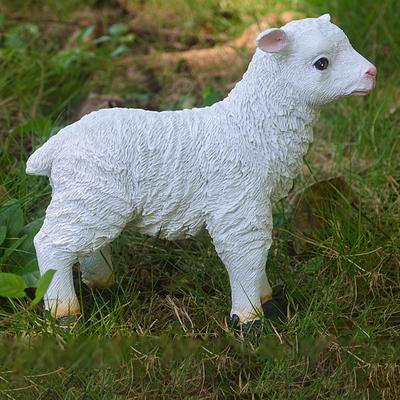 Sheep Statue Hand Made Lifelike Lamb Shape Figurine Resin Garden Sculpture For Indoor Outdoor Decoration Lying