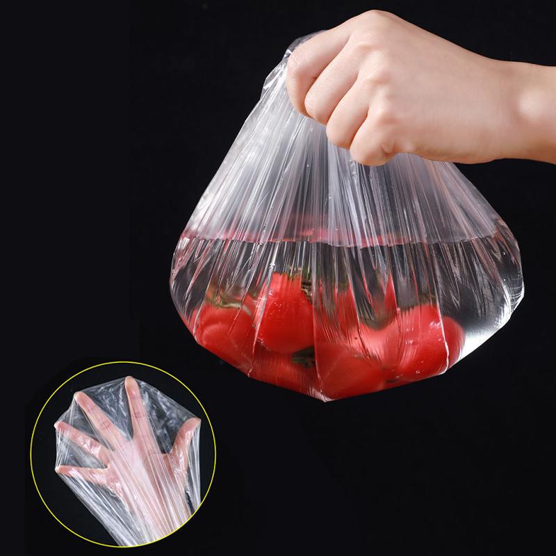 50/100Pcs Disposable Food Cover Food Grade Fruit Vegetable Storage Bag Elastic Bowls Cups Cover Kitchen Fresh-Keeping Film Bag