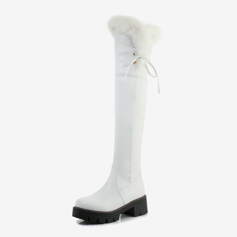 

Черные белые меховые зимние сапоги зимняя обувь женские высокие сапоги на платформе толстый каблук искусственная кожа повседневные теплые дождевые сапоги водонепроницаемые 38 белый