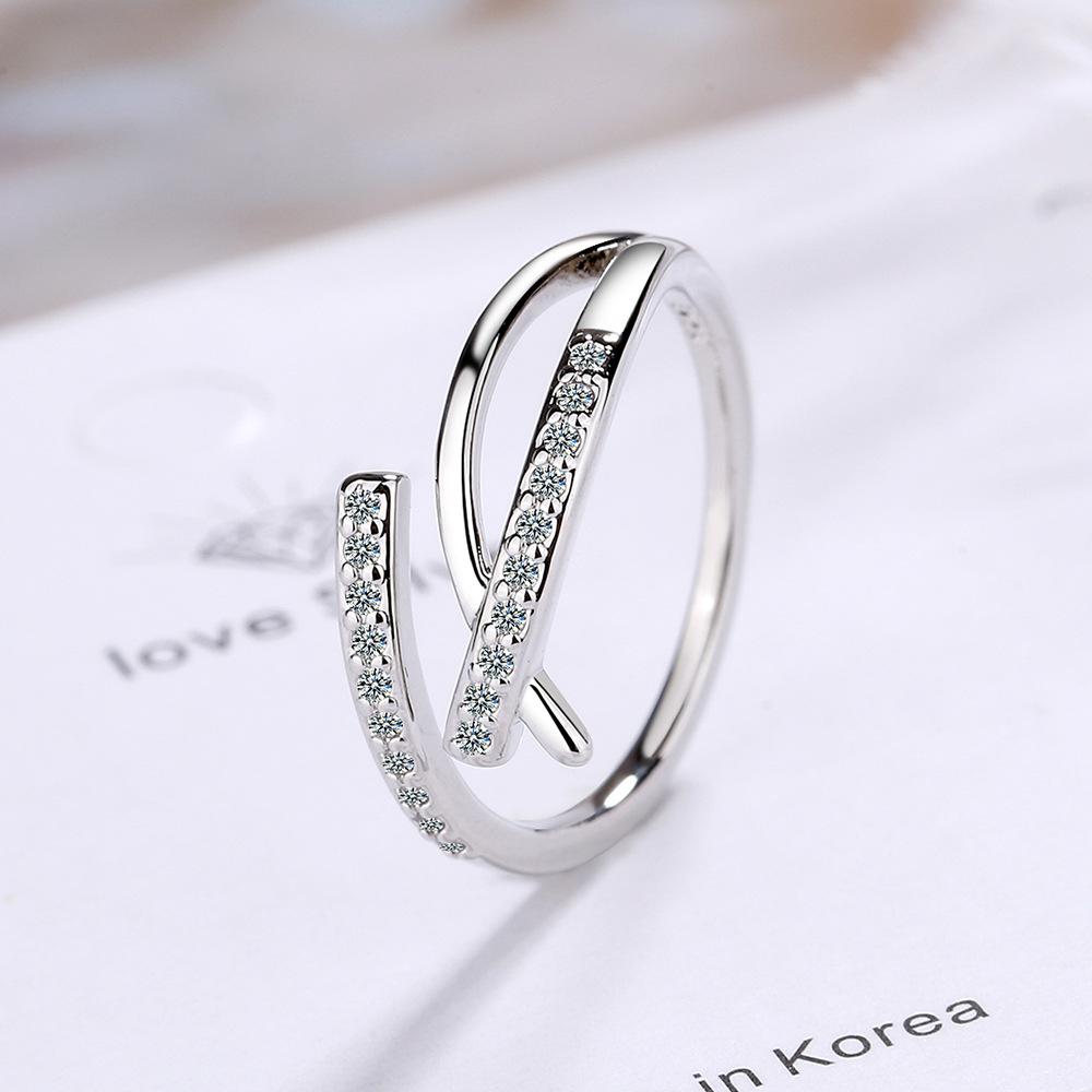 New 925 Sterling Silver Ring AAA Zircon Adjustable Simplicity Fashion Exquisite Women Jewelry Accessories Wedding Party Gift