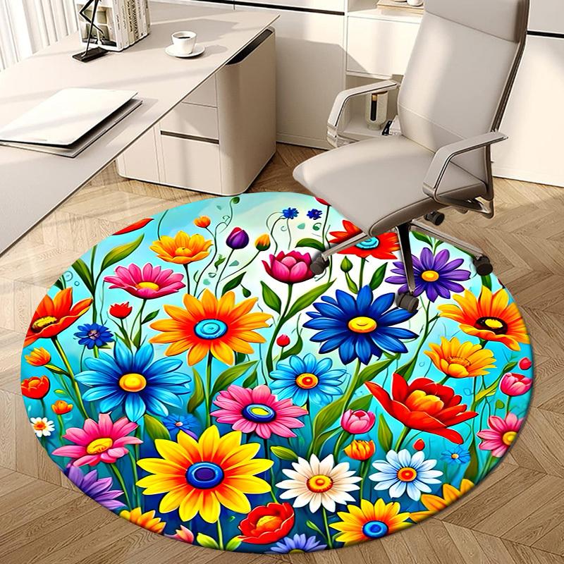 1pc Office Carpet Chair Mats Colorful Spring Floral Pattern Perfect for Decorating Office Chairs, Living Rooms, Or Bedrooms
