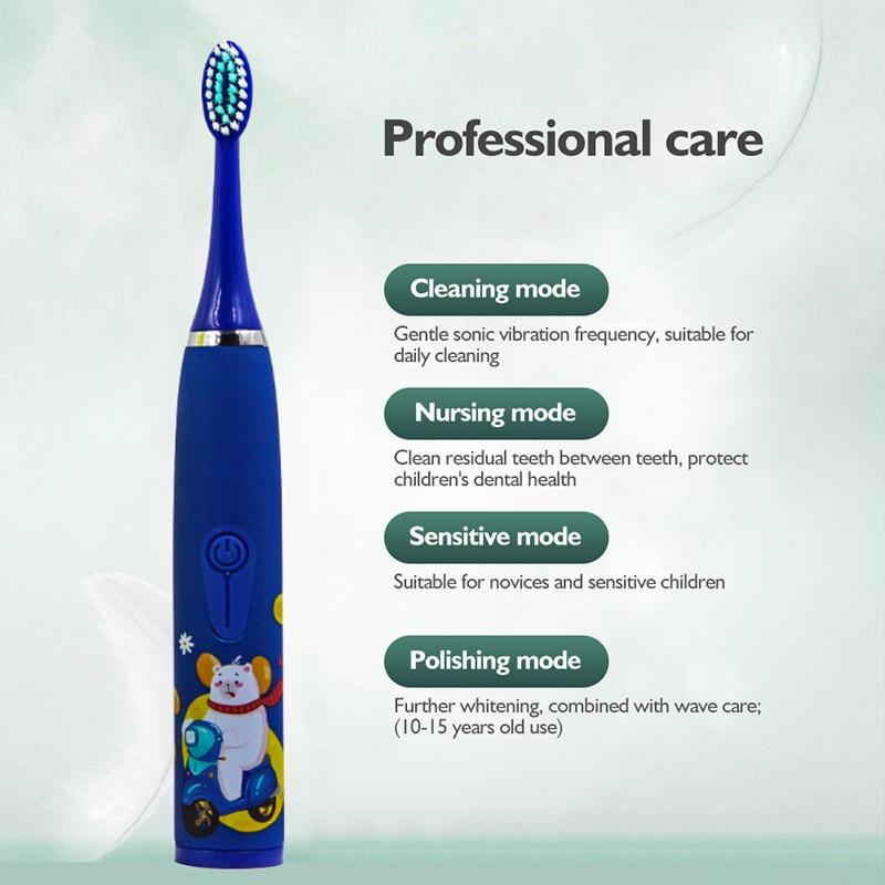 Electric Sonic Toothbrush Soft Hair Waterproof Automatic Toothbrush With Cleaning Replacement Heads