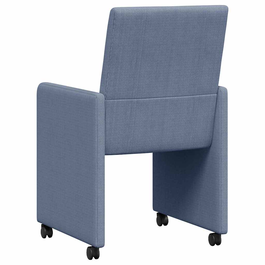 Dining Chairs with Casters 2 pcs Blue 57 x 66 x 94 cm Cord Fabric