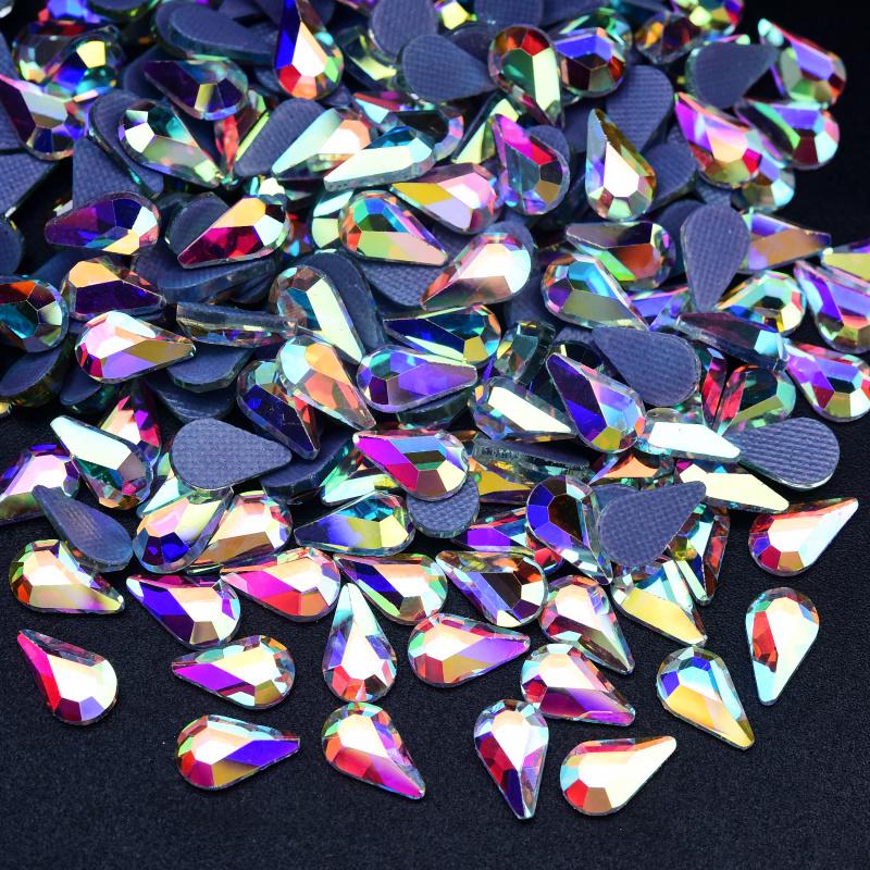 Blinginbox Hight Quality Rhinestone Bulk Special Shapes Crystal AB Hot Fix Rhinestones Iron on Rhinestones for Fabric Decoration